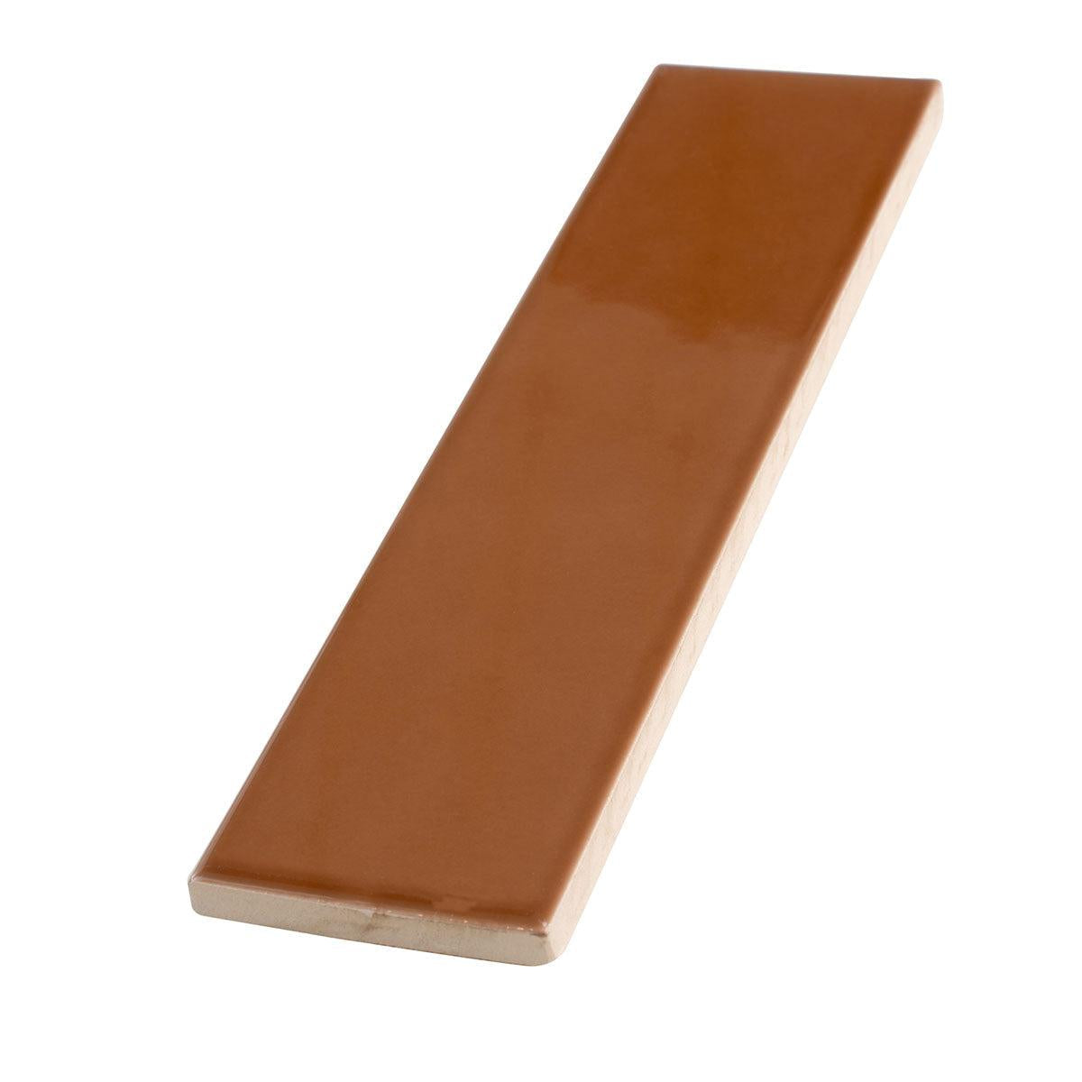 Groove Terra Cotta Gloss Ceramic Subway Tile