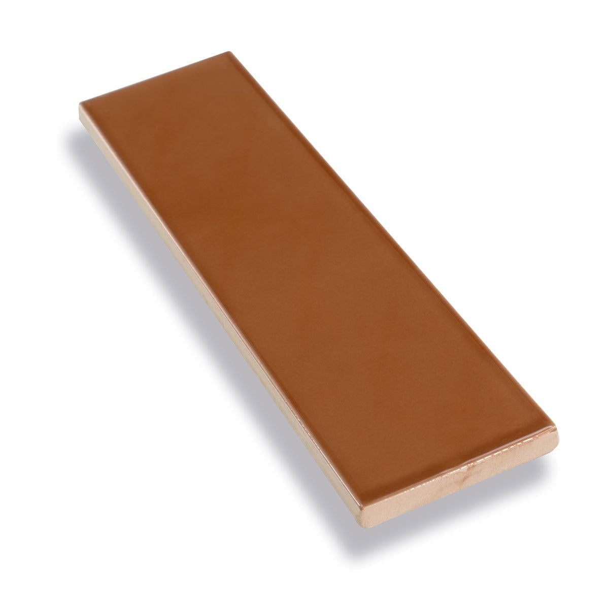 Groove Terra Cotta Gloss Ceramic Subway Tile