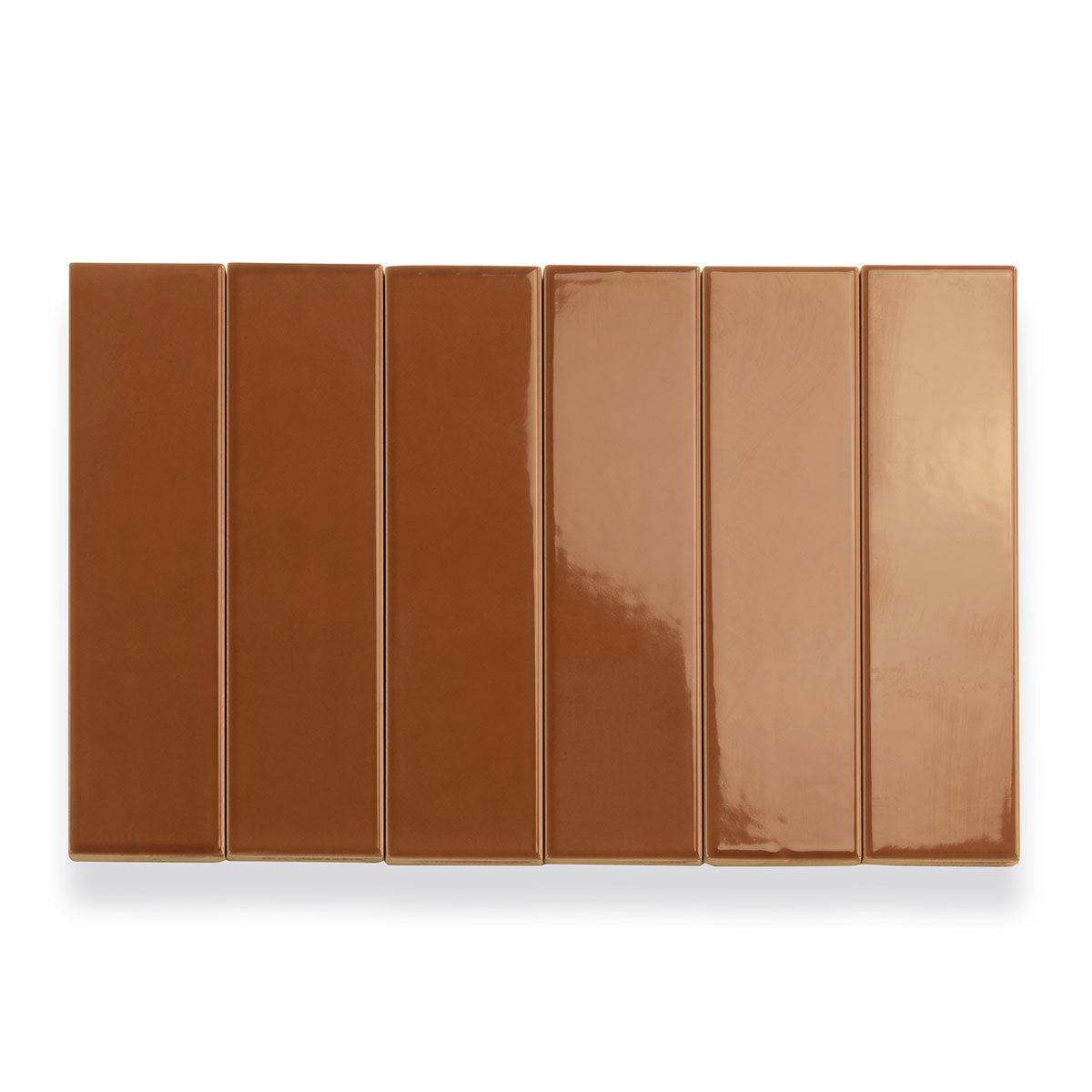 Groove Terra Cotta Gloss Ceramic Subway Tile