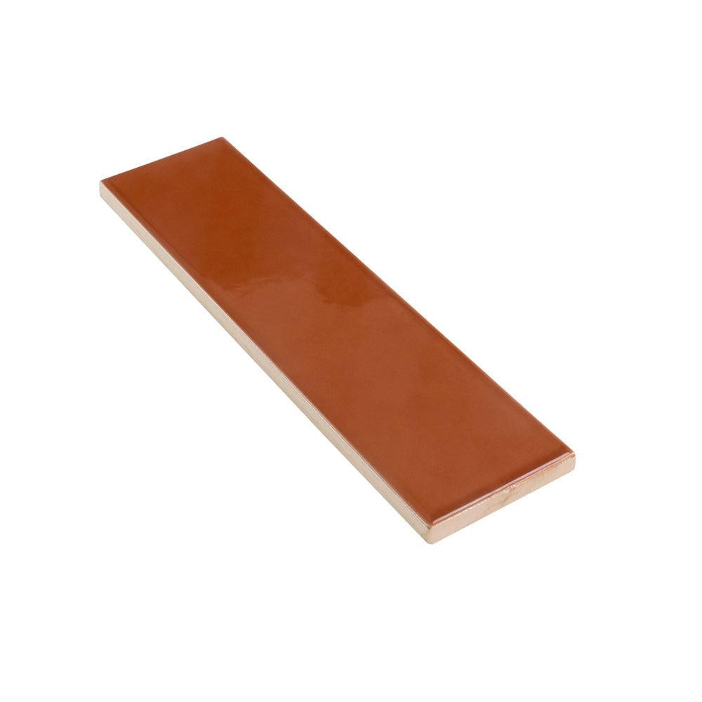 Groove Terra Cotta Gloss Ceramic Subway Tile