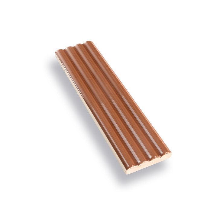 Groove Terracotta Deco Gloss Ceramic Subway Tile | Tile Club