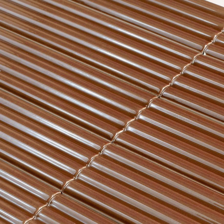 Groove Terracotta Deco Gloss Ceramic Tile