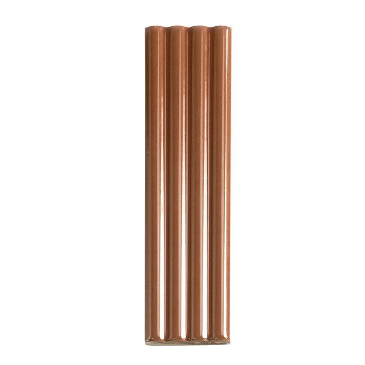 Groove Terra Cotta Deco Gloss Ceramic Subway Tile