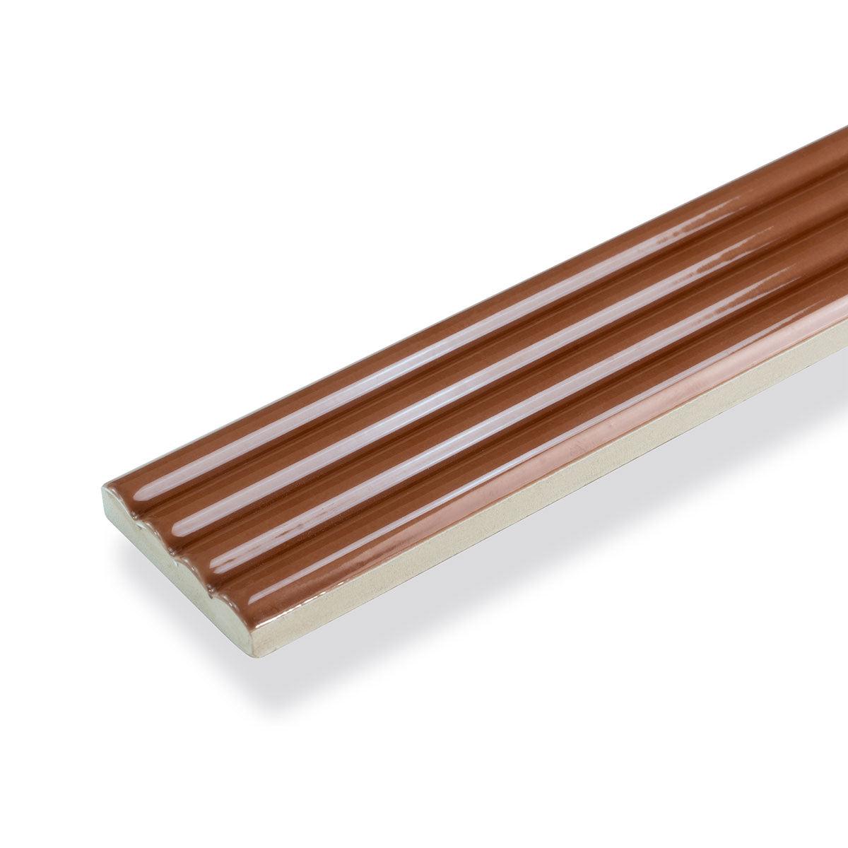 Groove Terracotta Deco Gloss Ceramic Subway Tile | Tile Club
