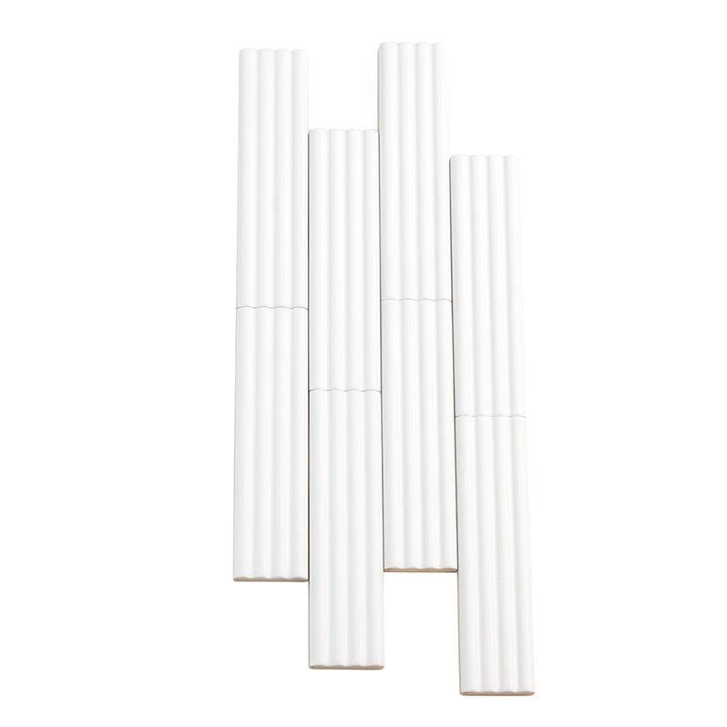 Groove White Deco Matte Ceramic Subway Tile