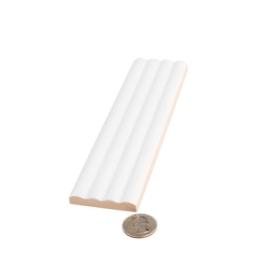 Groove White Deco Matte Ceramic Subway Tile | Tile Club