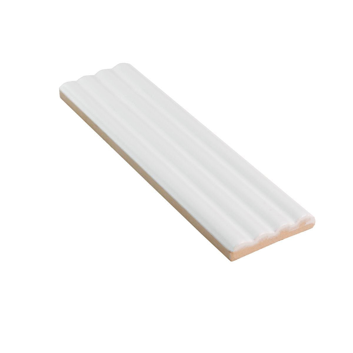 Groove White Deco Matte Ceramic Subway Tile