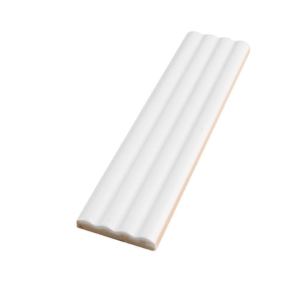 Groove White Deco Matte Ceramic Subway Tile | Tile Club