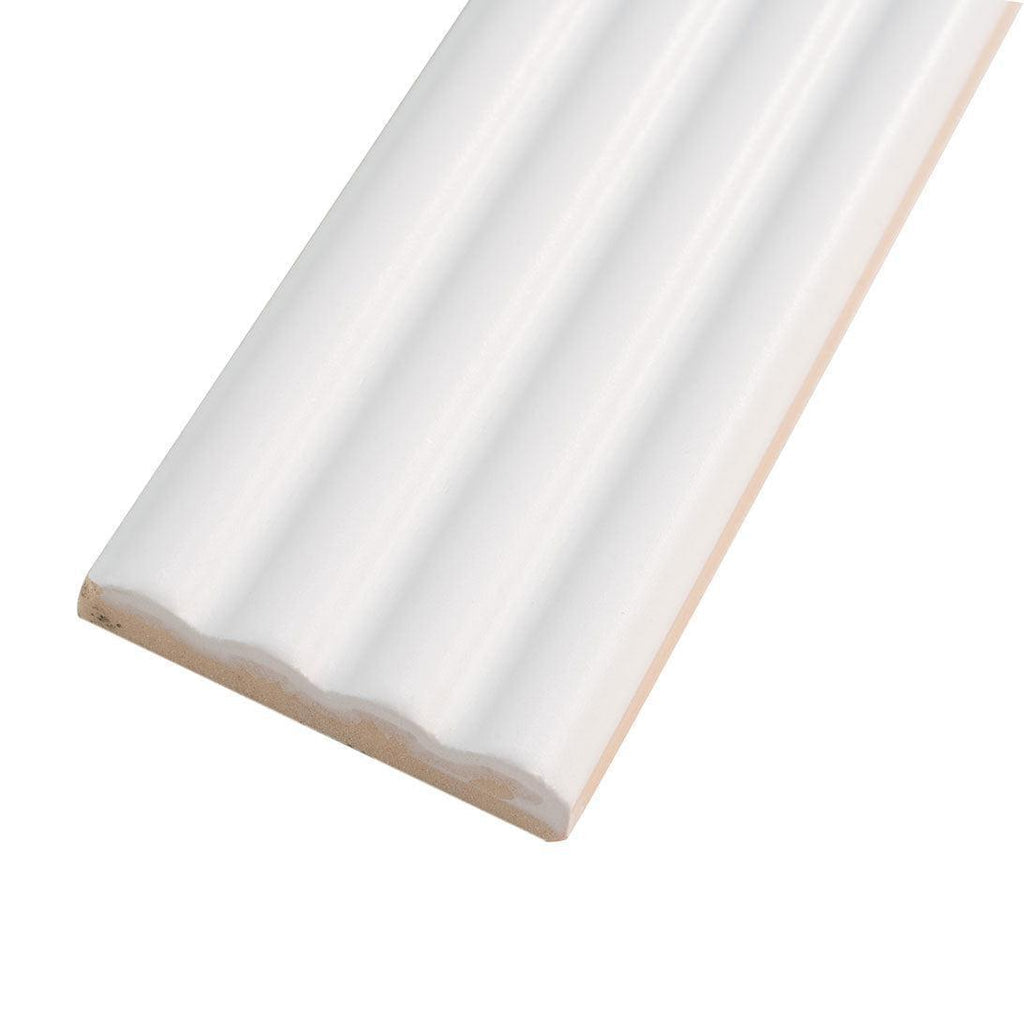 Groove White Deco Matte Ceramic Subway Tile | Tile Club