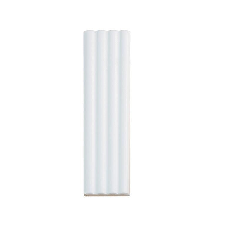 Groove White Deco Matte Ceramic Subway Tile