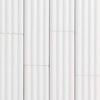 Groove White Deco Matte Ceramic Subway Tile | Tile Club