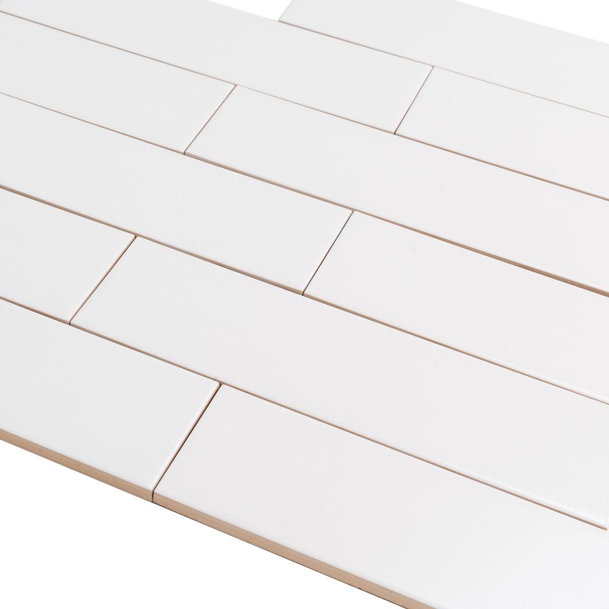 Groove White Matte Ceramic Subway Tile