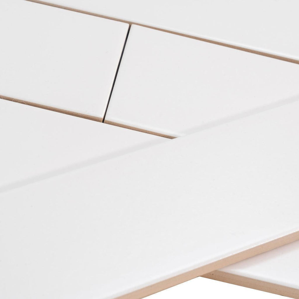 Groove White Matte Ceramic Subway Tile | Tile Club