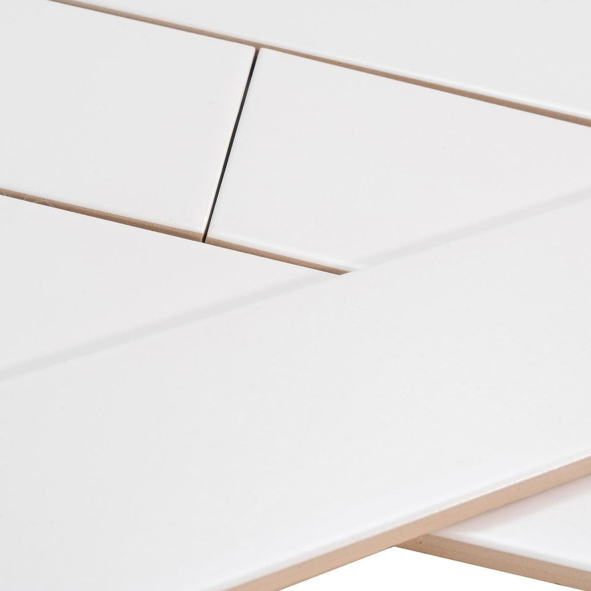Groove White Matte Ceramic Subway Tile | Tile Club