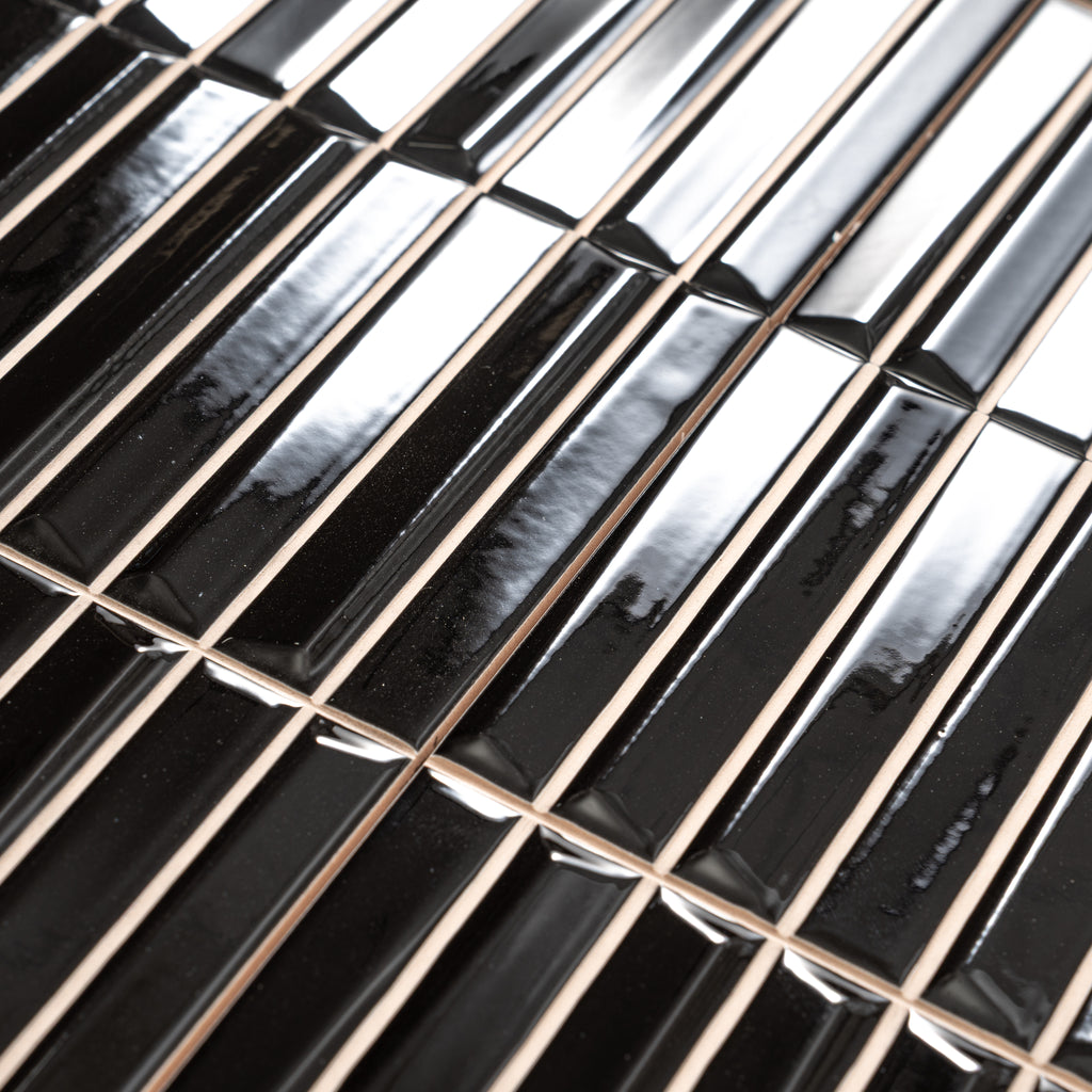 Baldwin Black Textured Ceramic Kit Kat Tile | Tile Club