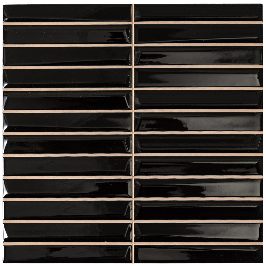 Baldwin Black Textured Ceramic Kit Kat Tile | Tile Club
