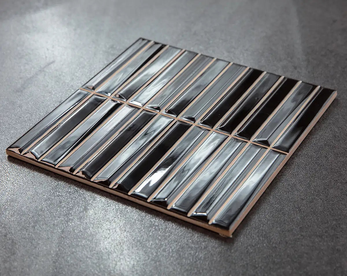 Baldwin Black Textured Ceramic Kit Kat Tile | Tile Club