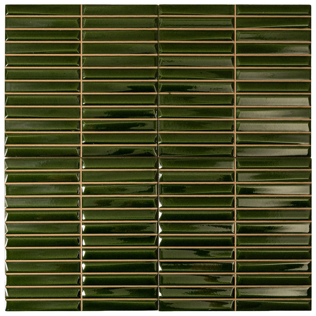 Baldwin Green Textured Ceramic Kit Kat Tile | Tile Club