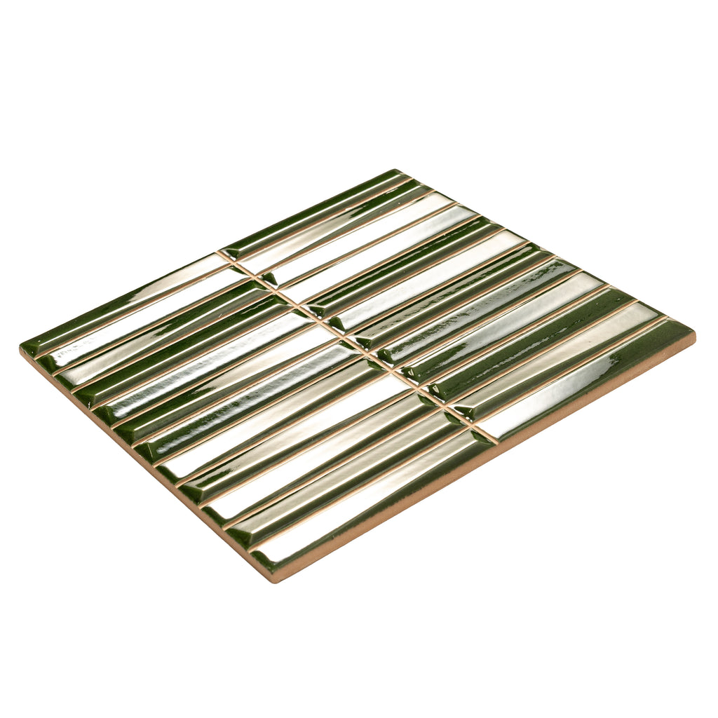 Baldwin Green Textured Ceramic Kit Kat Tile | Tile Club