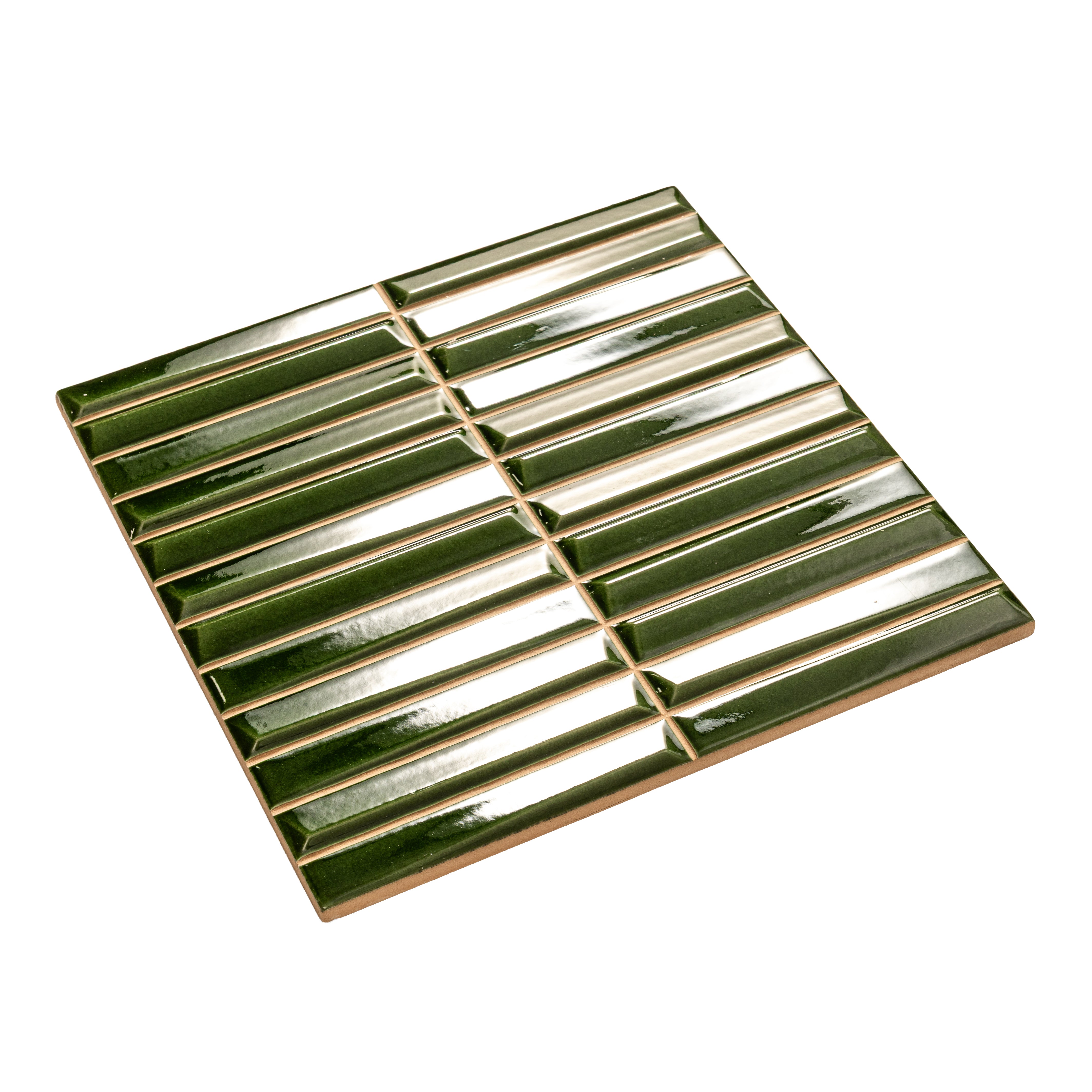 Baldwin Green Textured Ceramic Kit Kat Tile | Tile Club