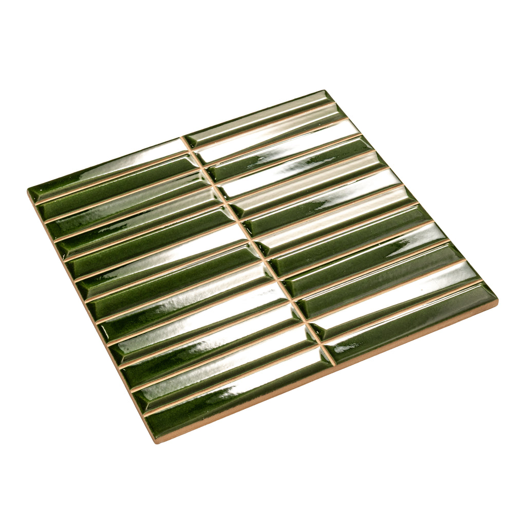 Baldwin Green Textured Ceramic Kit Kat Tile | Tile Club