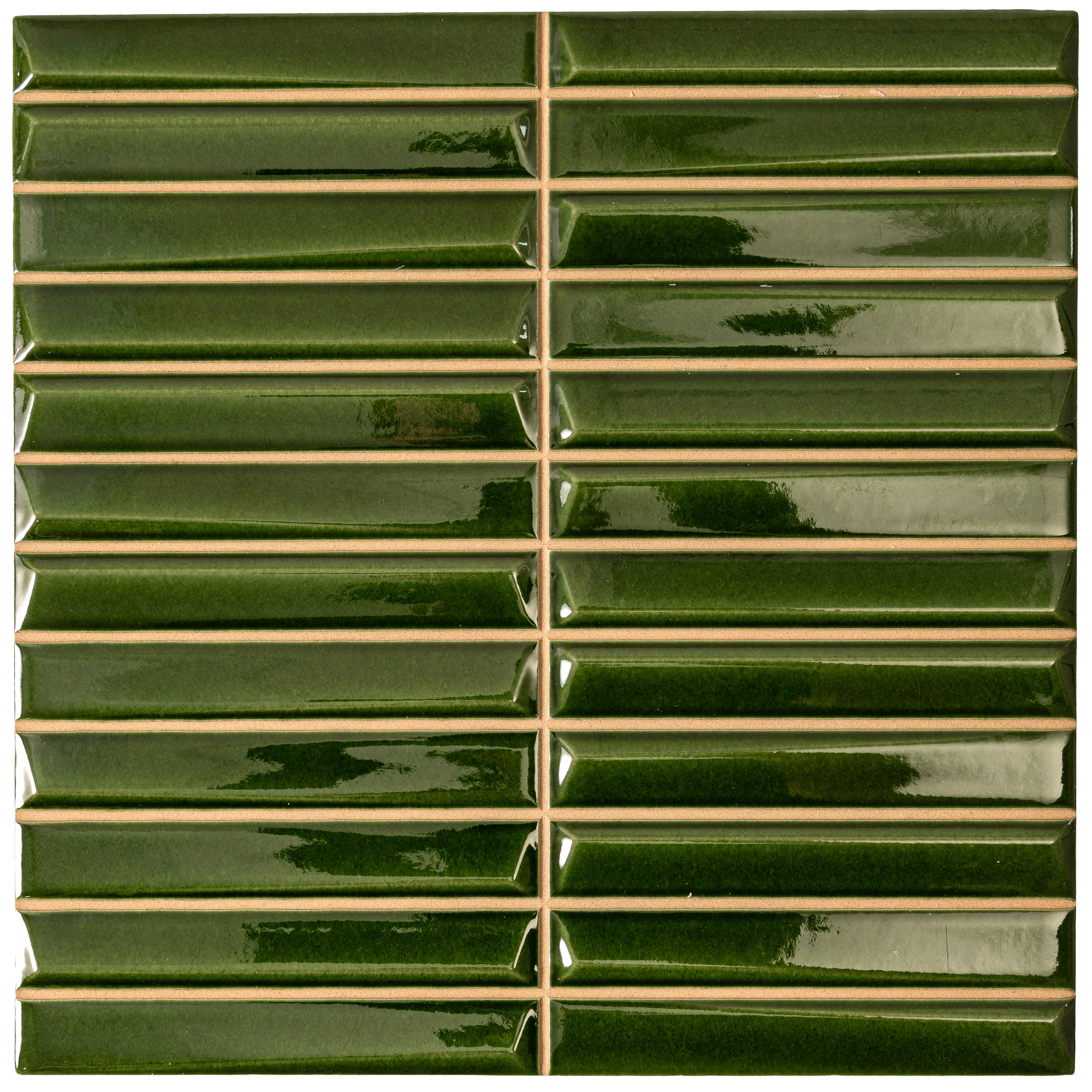 Baldwin Green Textured Ceramic Kit Kat Tile | Tile Club