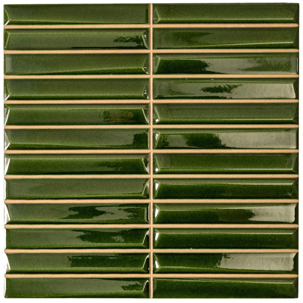 Baldwin Green Textured Ceramic Kit Kat Tile | Tile Club