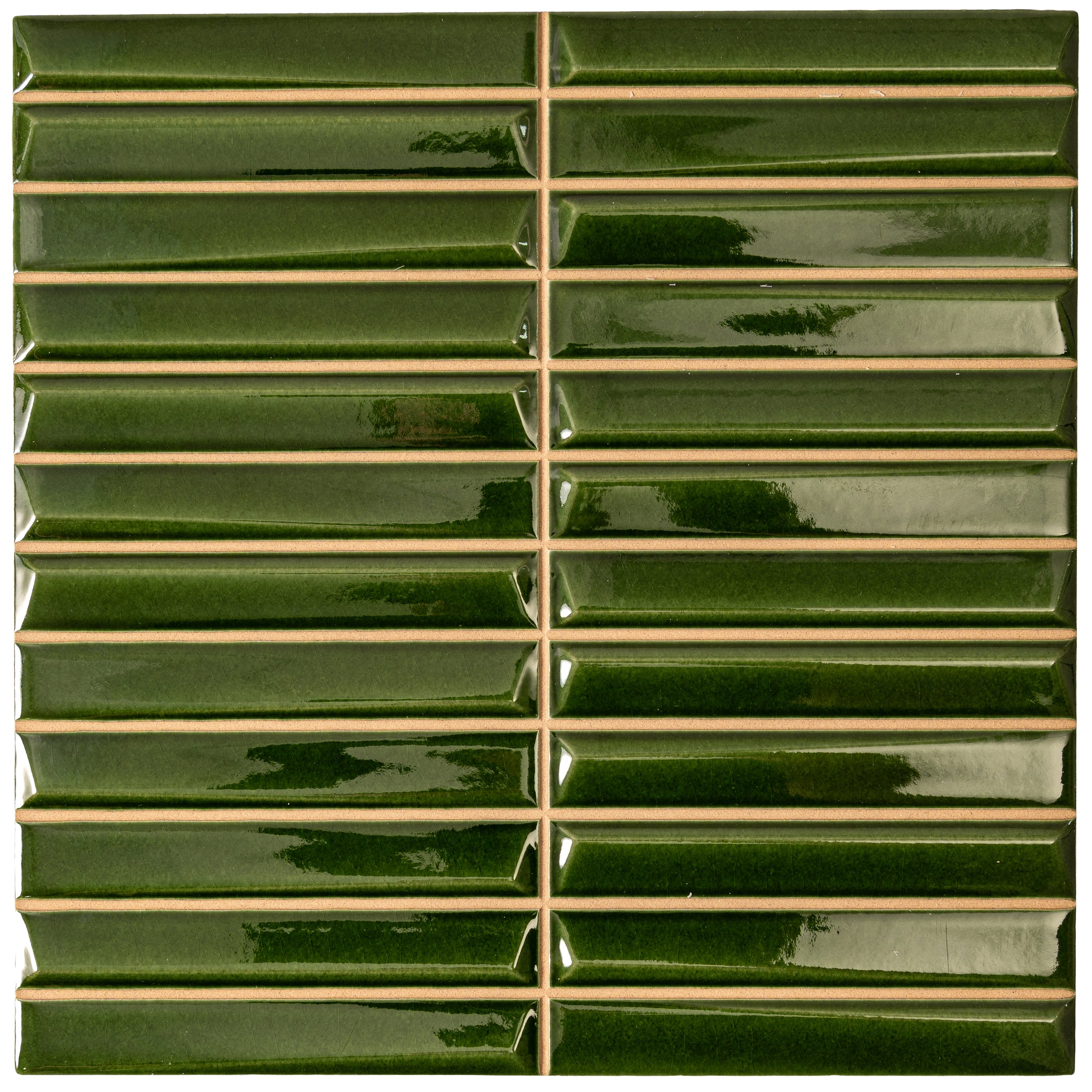 Baldwin Green Textured Ceramic Kit Kat Tile | Tile Club