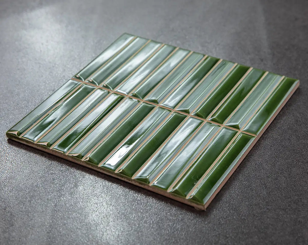 Baldwin Green Textured Ceramic Kit Kat Tile | Tile Club