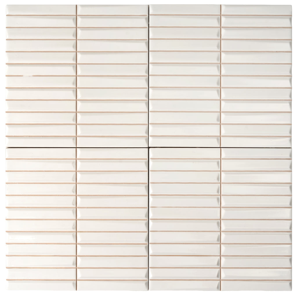 Baldwin White Textured Ceramic Kit Kat Tile | Tile Club