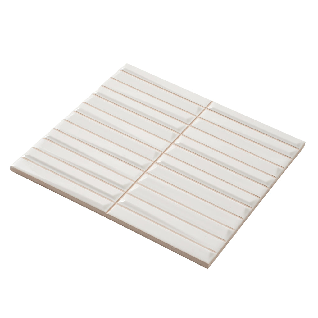 Baldwin White Textured Ceramic Kit Kat Tile | Tile Club