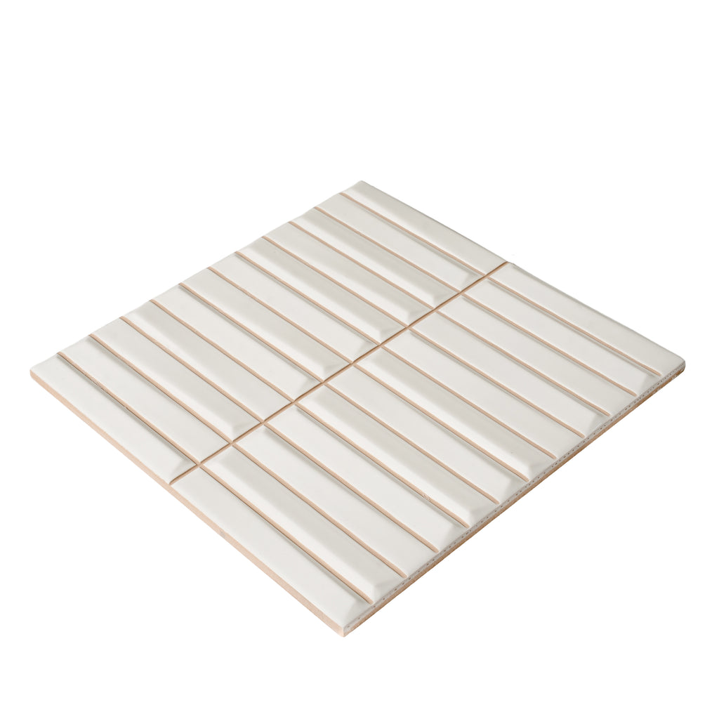 Baldwin White Textured Ceramic Kit Kat Tile | Tile Club