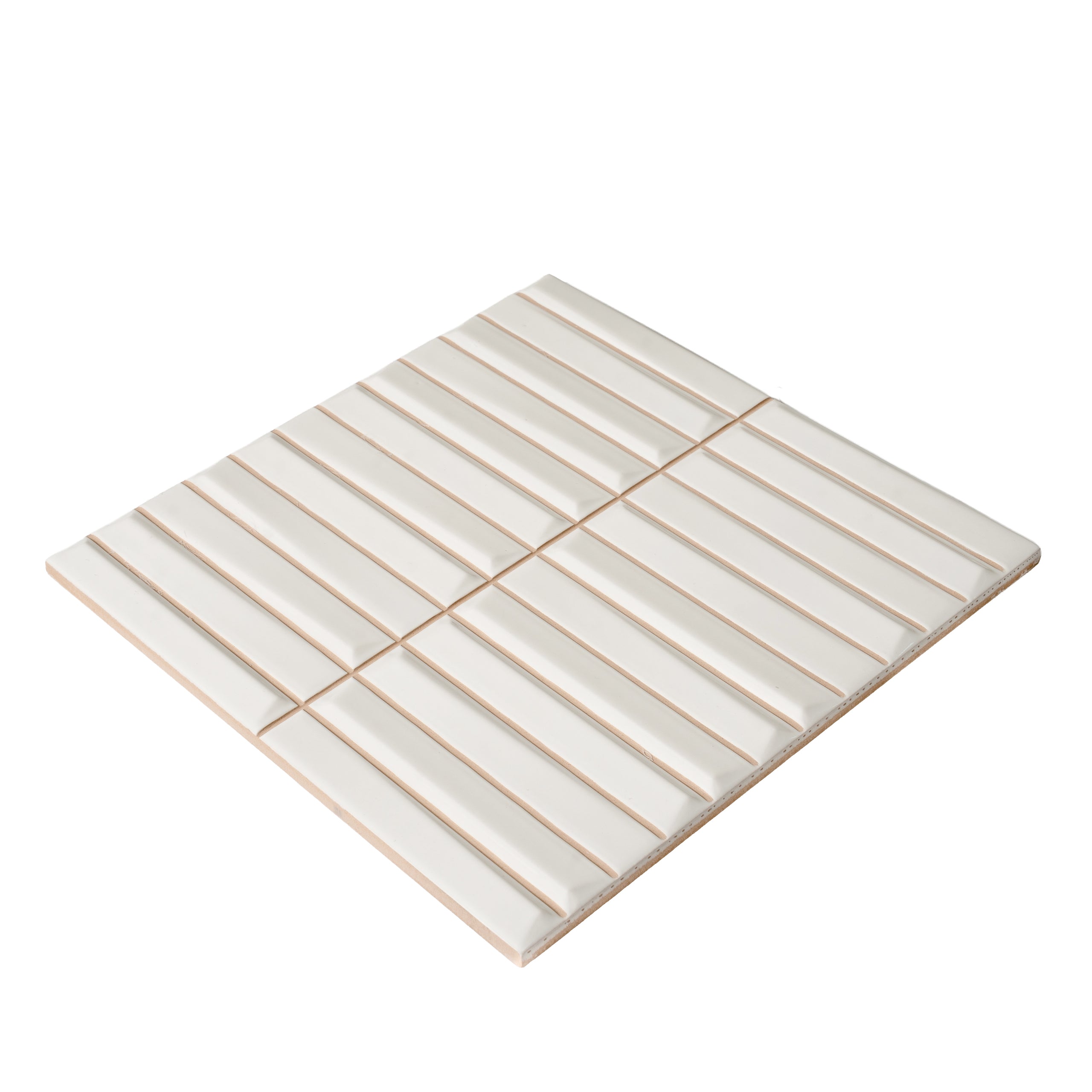 Baldwin White Textured Ceramic Kit Kat Tile | Tile Club