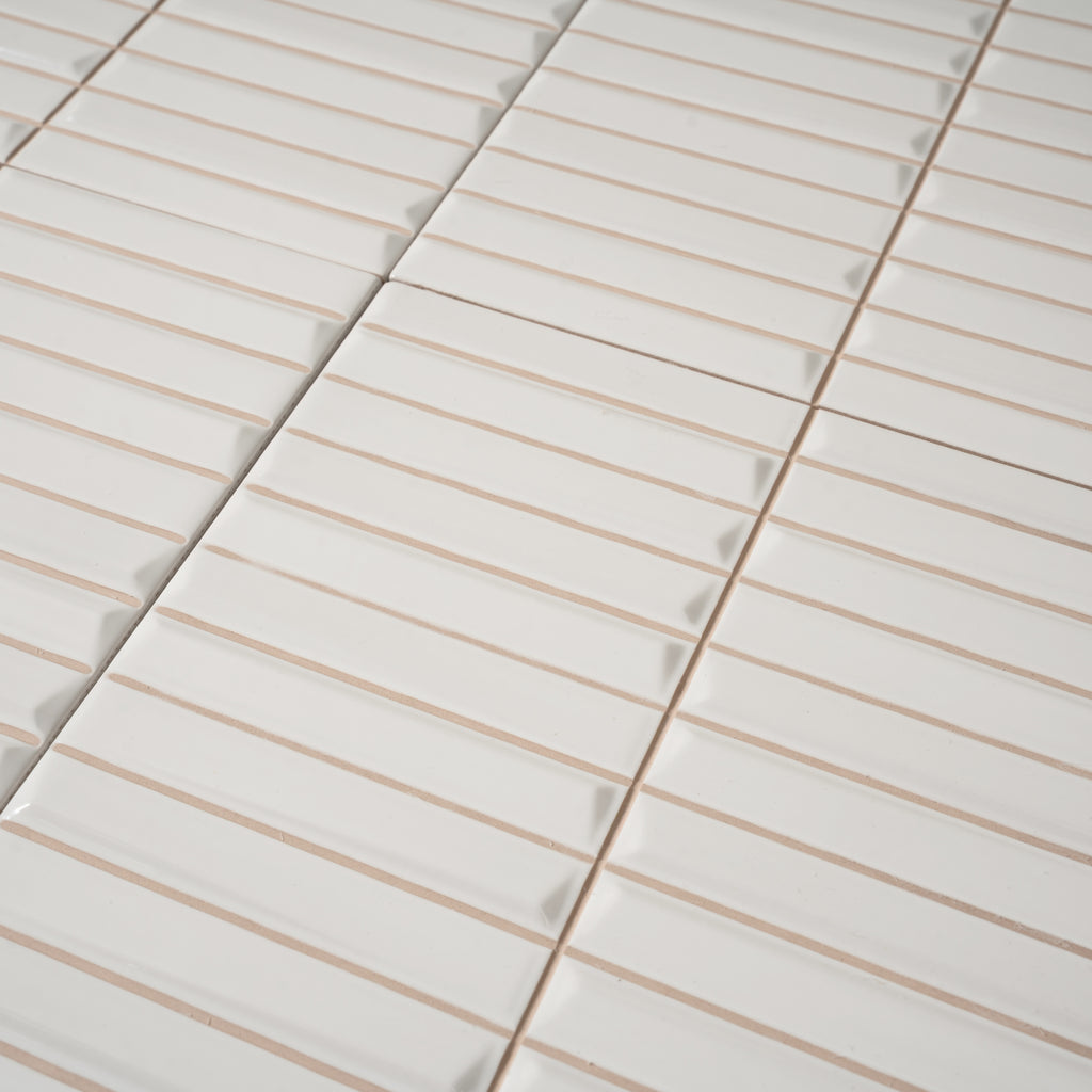 Baldwin White Textured Ceramic Kit Kat Tile | Tile Club