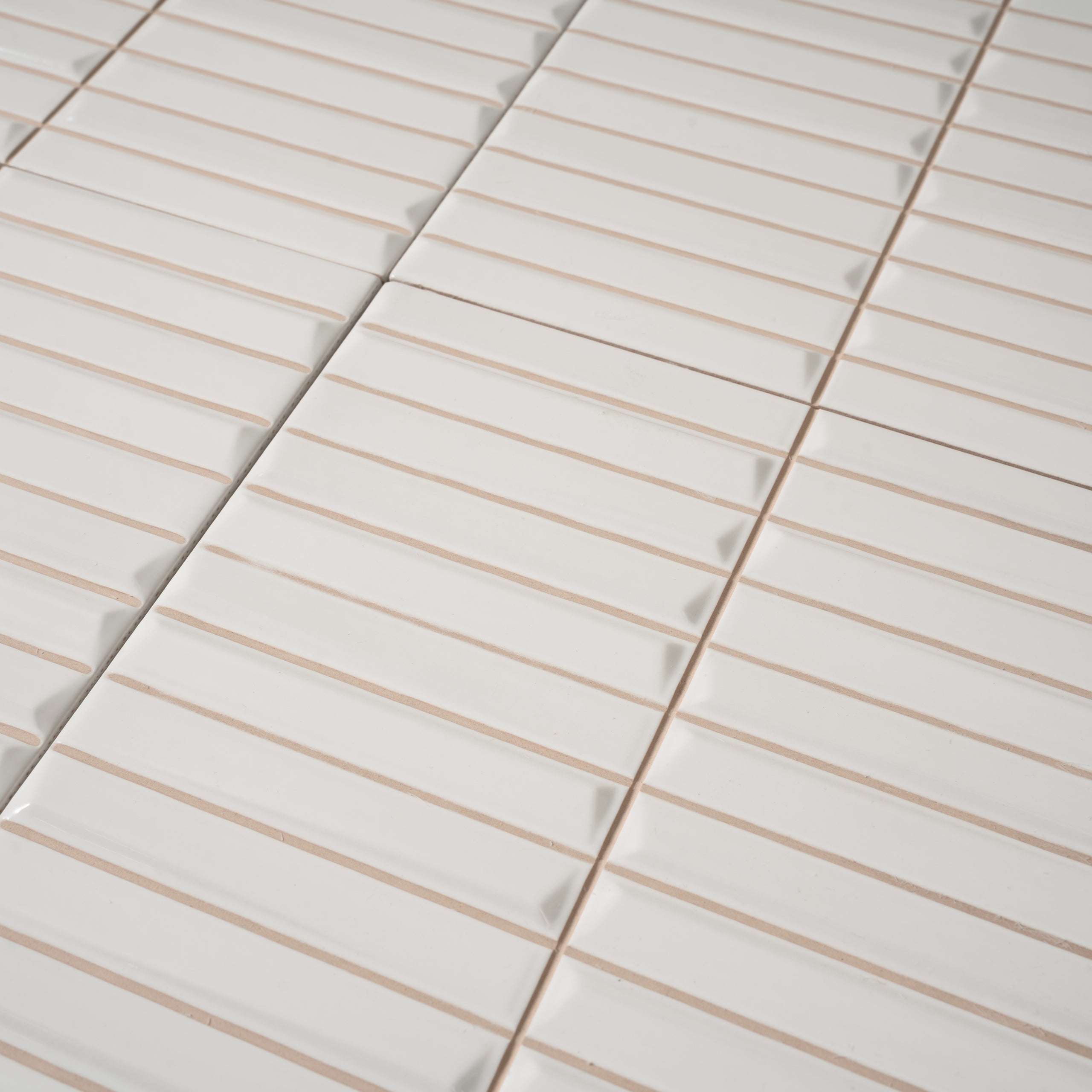 Baldwin White Textured Ceramic Kit Kat Tile | Tile Club