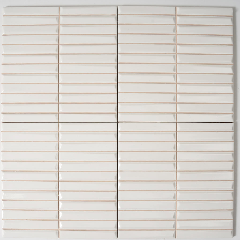 Baldwin White Textured Ceramic Kit Kat Tile | Tile Club