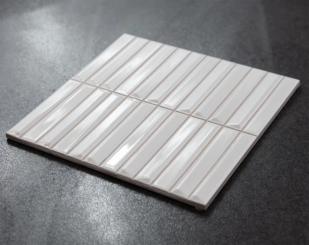 Baldwin White Textured Ceramic Kit Kat Tile | Tile Club