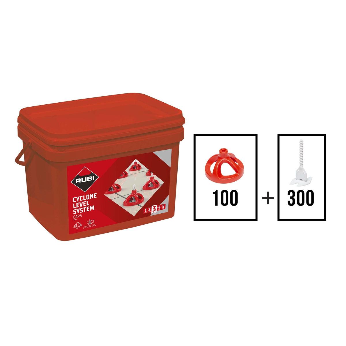 RUBI Tools Cyclone Level System 1/16" (1.5mm) Kit (100 caps + 300 bases)