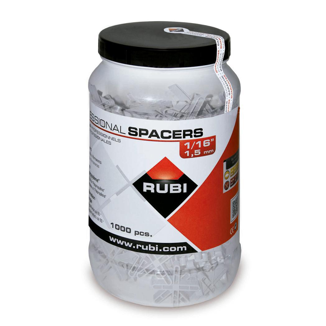 RUBI Tools Tile Spacers for Joints 1/16" - 1,000 pcs jar