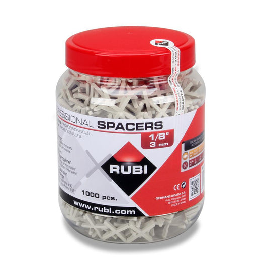 RUBI Tools Tile Spacers for Joints 1/8" - 1,000 pcs jar