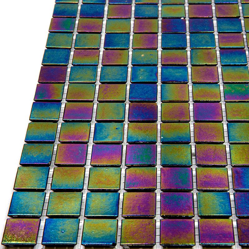 Dark Rainbow Squares Glass Pool Tile | Tile Club