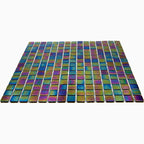 Dark Rainbow Squares Glass Pool Tile | Tile Club