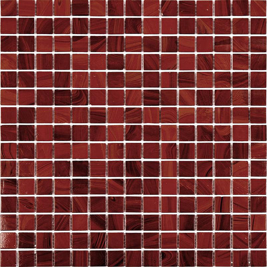 Red Swirls Squares Glass Pool Tile