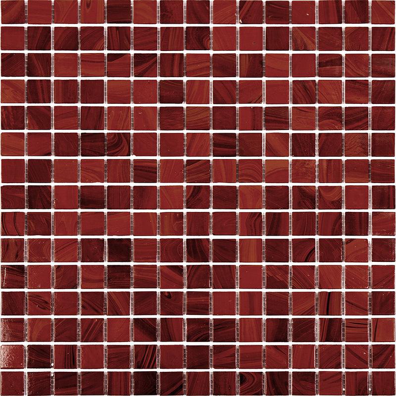 Red Swirls Squares Glass Pool Tile Sample