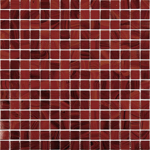 Red Swirls Squares Glass Pool Tile Sample