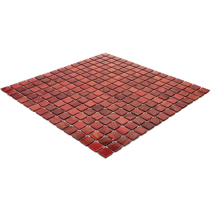Red Swirls Squares Glass Pool Tile | Tile Club