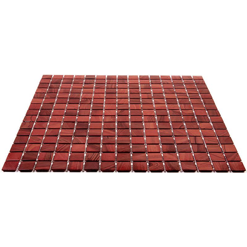 Red Swirls Squares Glass Pool Tile | Tile Club
