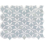 Roman Flower Blue Celeste Marble Mosaic Tile