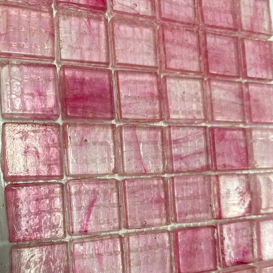 Swirled Rose Squares Glass Tile