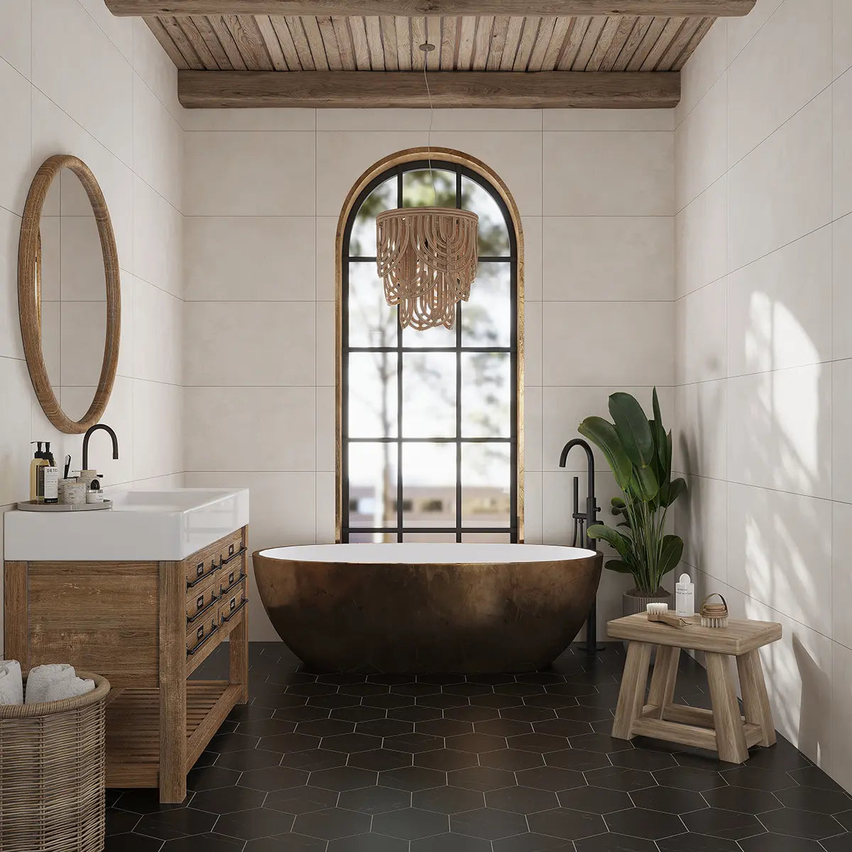 Rowena Cream Plaster Ceramic Tile 18x48
